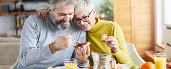 senior couple eating